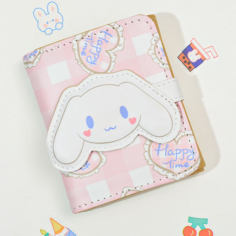 Versatile Little Bear Wallet Cartoon Women's Short Coin Wallet Snap On Card Bag: Brown