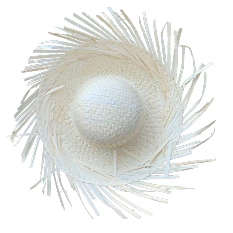 Mexicanos Sombrero Hat Straw Hat Cool Mexicanos Festival Hat with Ripped Brim: Beige