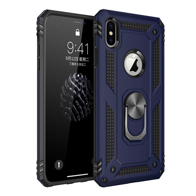 Shockproof Armor Holder Case For iPhone X XS Max XR 7 6 Cases Magnetic Ring Phone Cover For iPhone 6 6s 7 8 Plus Holder Case: Cotton Fabric / Brown