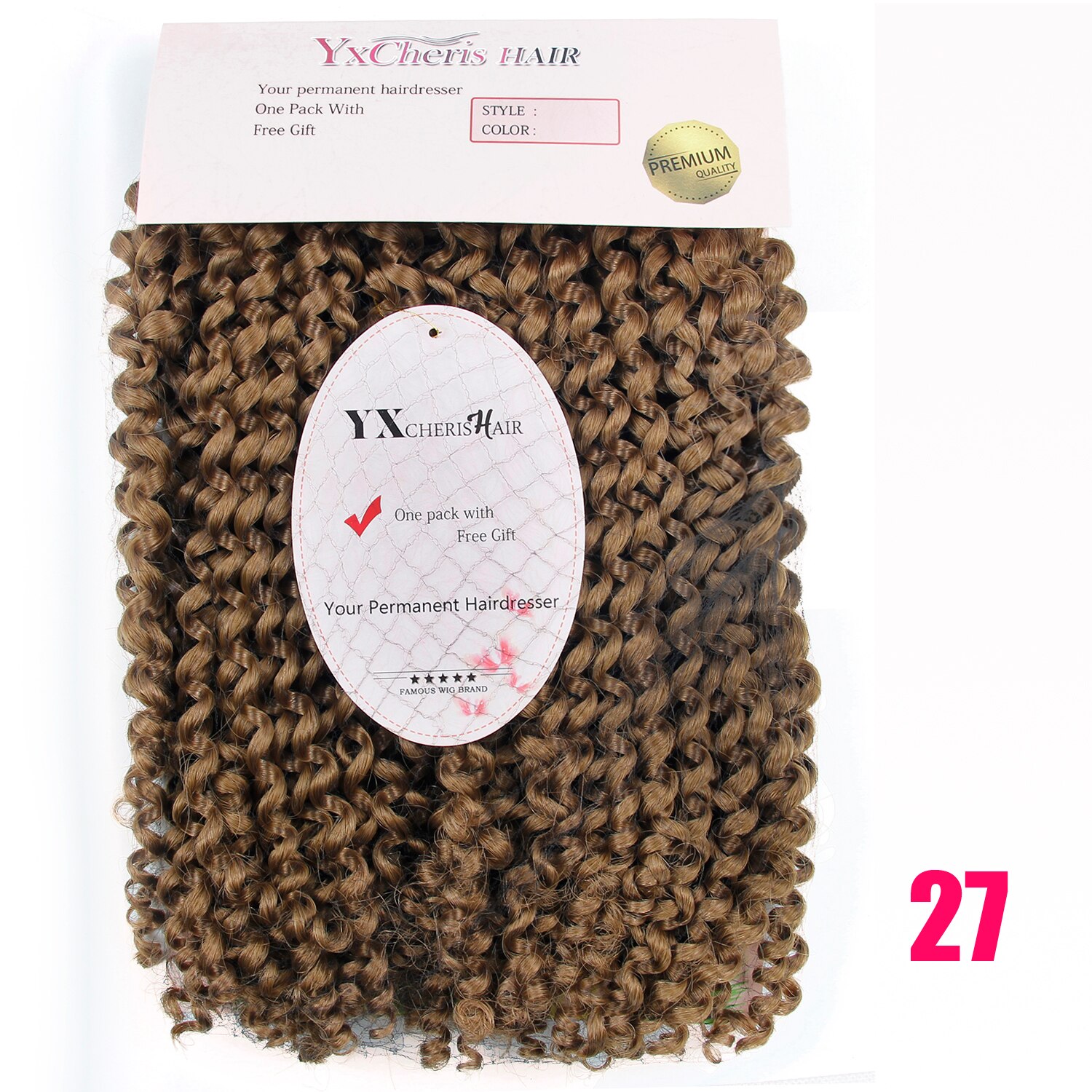 Mèche synthétique bouclée au Crochet, chevelure de 10 pouces, 3 brins/paquet, tresses synthétiques au Crochet remodelable: #27