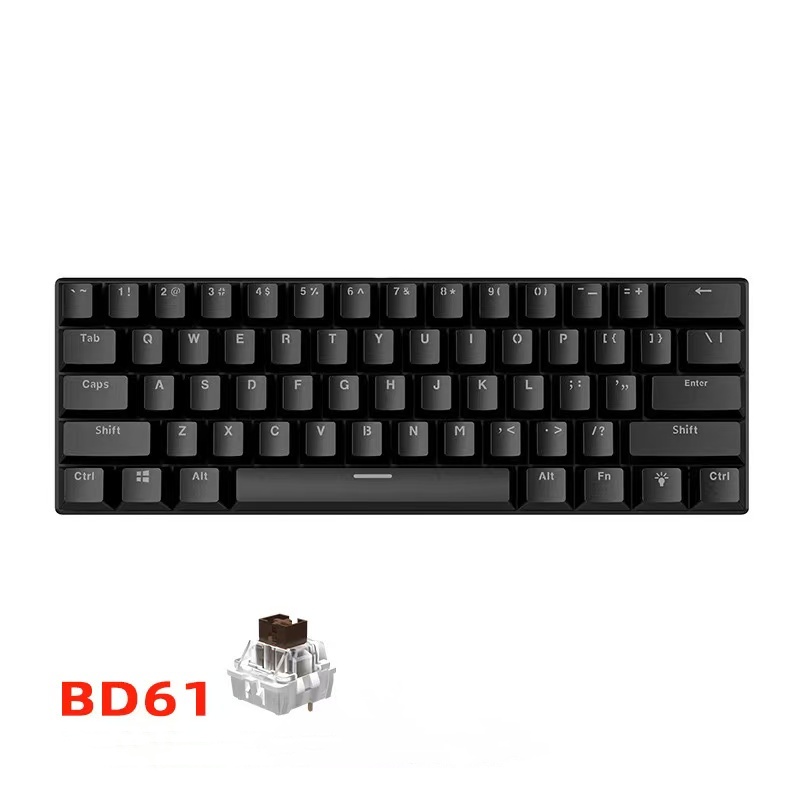 BD61 60% Gaming Mechanical Keyboard 61Key Wired Custom Mechanical Keyboard RGB Full Key -Swap RGB Backlit for Gaming/Office: black