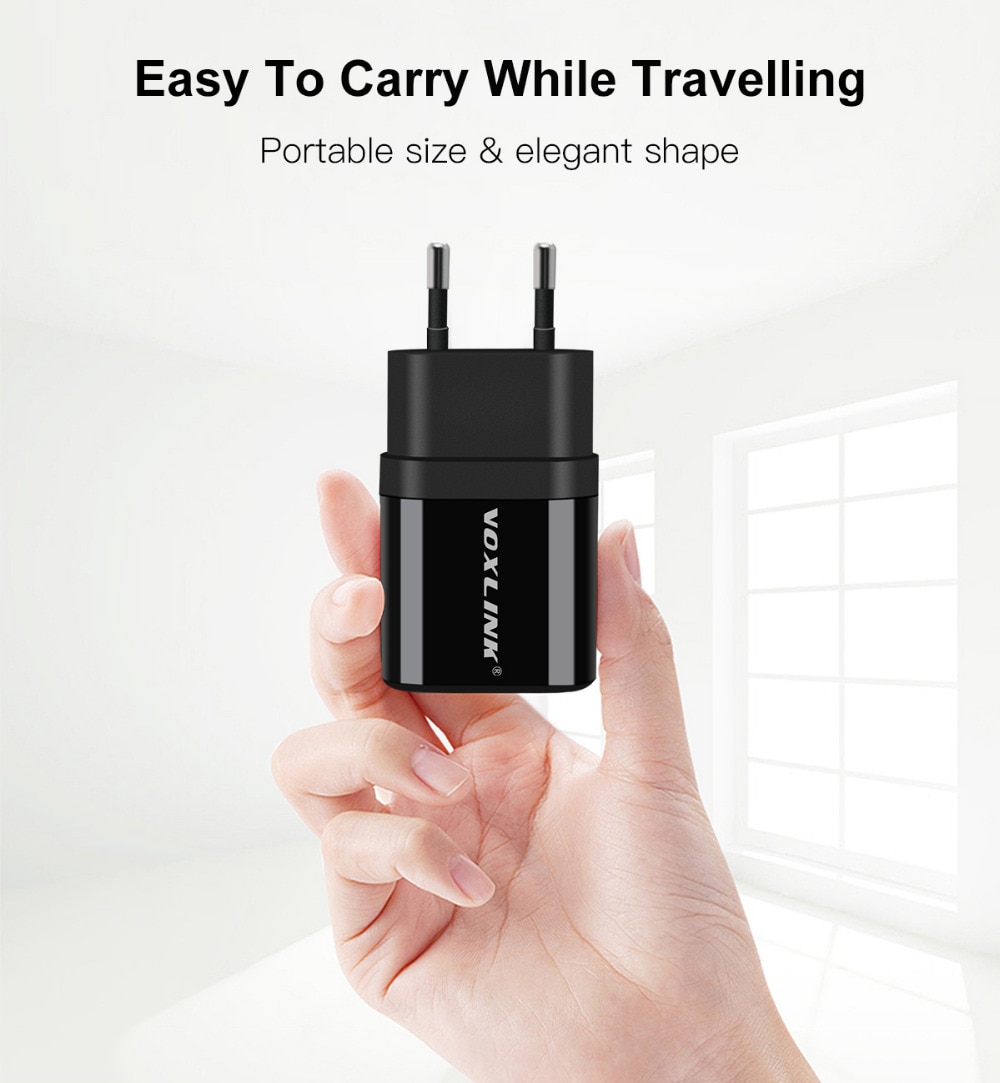 Voxlink usb laturi 5v 2.1a yleiskäyttöinen kannettava matkaseinälaturi iphone x /8/7 plus  /6s plus, ipad pro/air, samsung galaxy