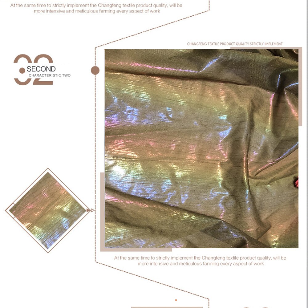 Holografisk regnbue chiffon stof reflekterende gradient ombre til han kinesisk kostume tørklæde gardin tøj til sommer