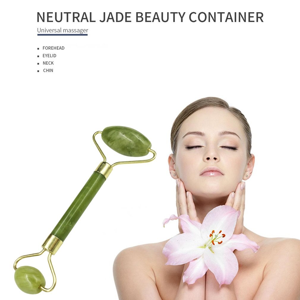 Double Green Emerald Elliptical Roller Massager Eye Neck Health Care Thin Face Jade Roller beauty massager