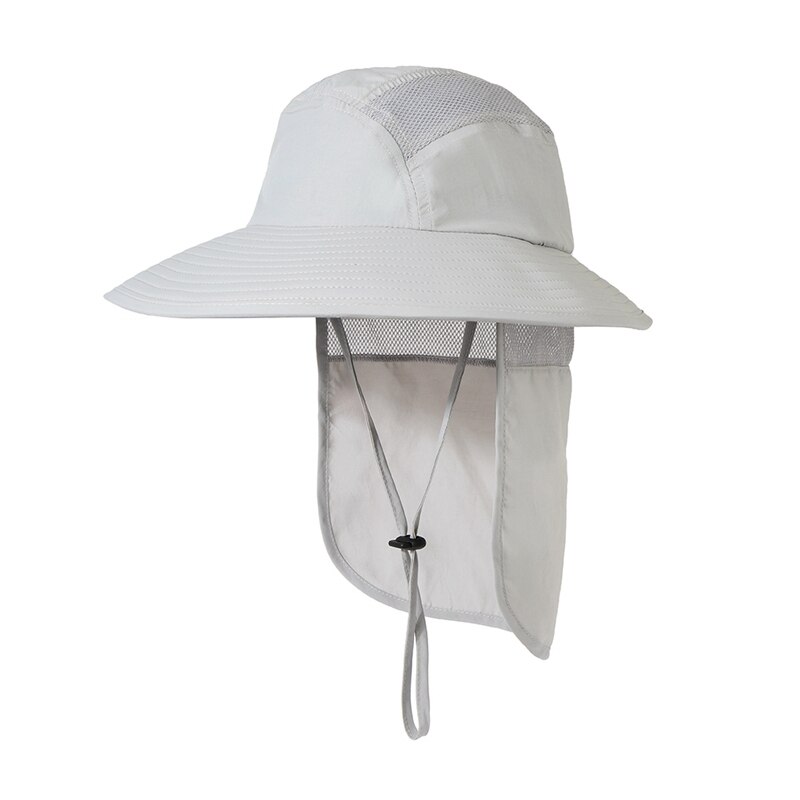 Summer Men UPF 50+ Sun Protection Cap Wide Brim Fishing Hiking Hat With Neck Flap Neck Cover Bucket Hat W