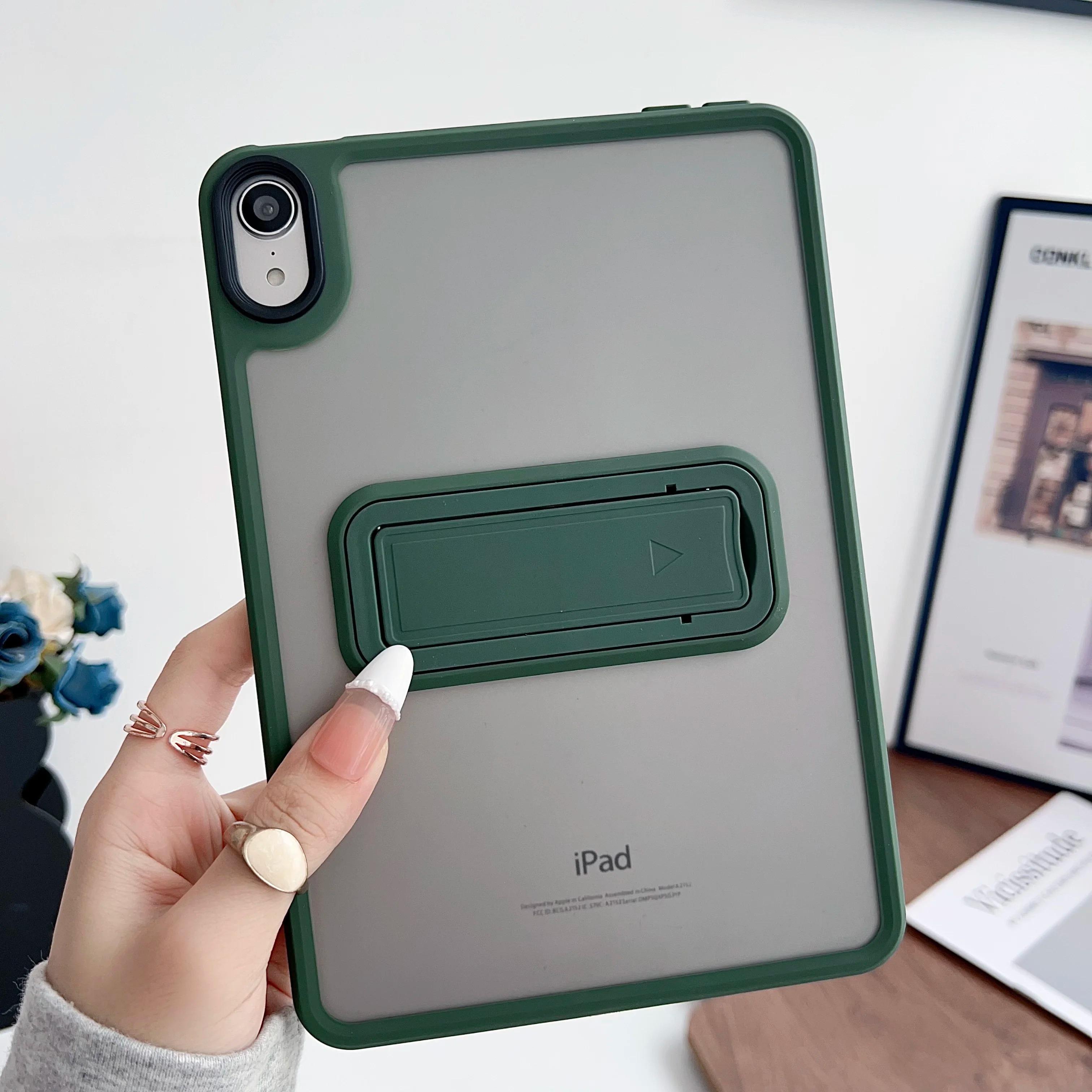 TPU Armor Tablet Case for IPad Mini 7 A17 Pro A2995 A2996 Mini 6 8.3 Inch Cover Stand Back Funda Capa Shockproof Cases: FOURTEEN / green