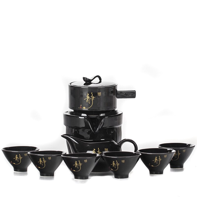 Juego de té automático para vagos, Molino de Piedra de té, tetera de cerámica, juegos de té de kungfú con caja de