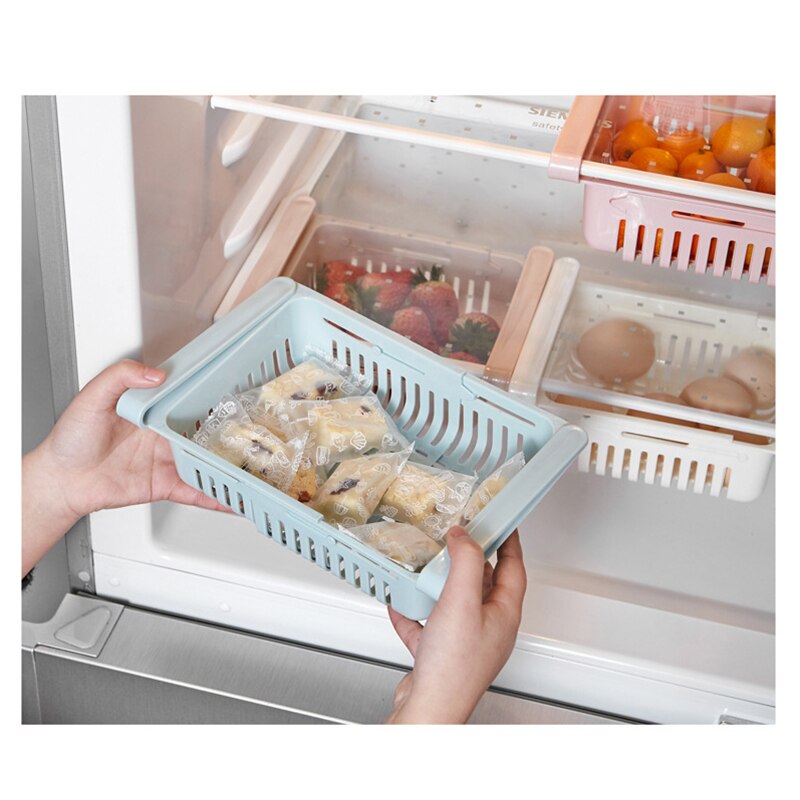Mini ABS DIY Slide Kitchen Fridge Freezer Space Saver Organization Storage Rack Bathroom Shelf Rack Organizer Holder