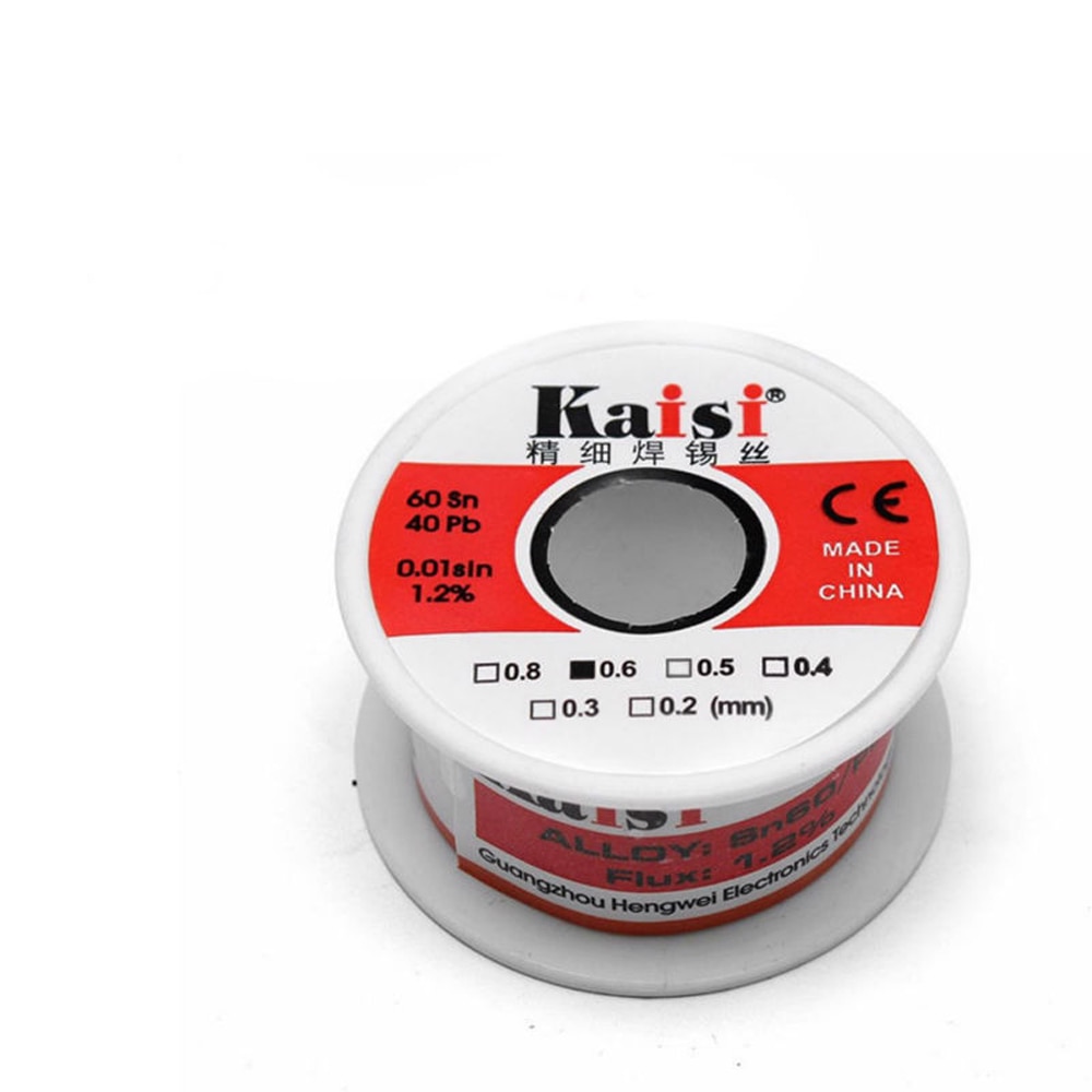 1pz Flusso Kaisi 1.2% Multa Filo di Stagno Piombo Saldatura A Filo Sn60/Pb40 per Un Preciso Saldatura Funziona (0.3 mm/0.4mm/0.5mm/0.6mm)