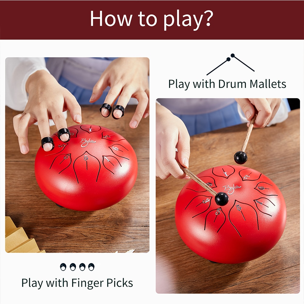 Steel Tongue drum 8 Notes 6 Inches Lotus Style Music Instrument Percussion Hand Pan Drum Tank Hang Drum