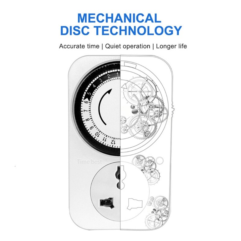24 Hour Cyclic Timer Switch Kitchen Timer Outlet Loop Universal Timing Socket Mechanical Timer UK EU US Plug