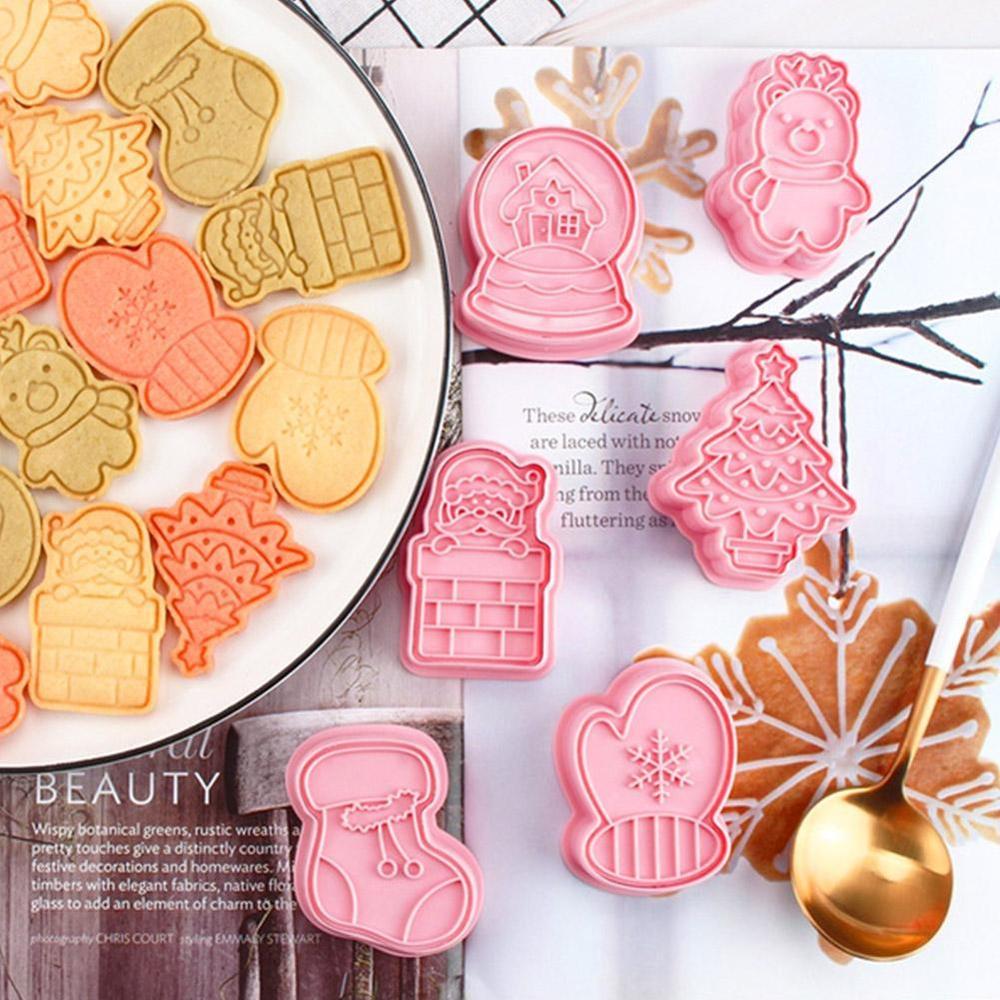 6 stuks/set kerst cartoon vorm koekjes fondant uitsteker boom gereedschap mallen decoreren kerst koken koekjes bakken doe-het-zelf  c4 b 6