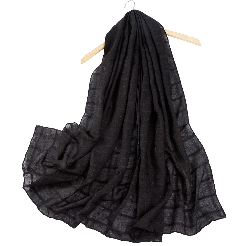 Zomer Winter Lange 180 Cm * 80 Cm Plaid Cotton Blend Viscose Pashmina Vrouwen Sjaal Zwarte Foulard Femme invierno Mujer: Black