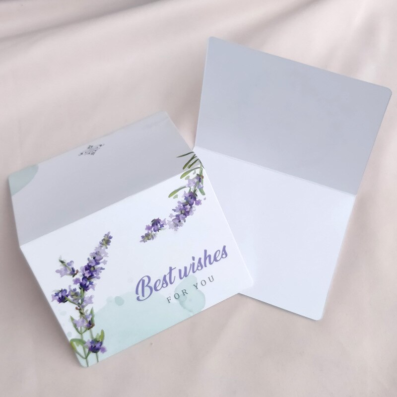 50/100 stk blomster plante foldetype lykønskningskort takkekort bryllup fødselsdagsfest invitationer blomsterbutik tomme kort: Lavendel bedste ønsker / 100 stk