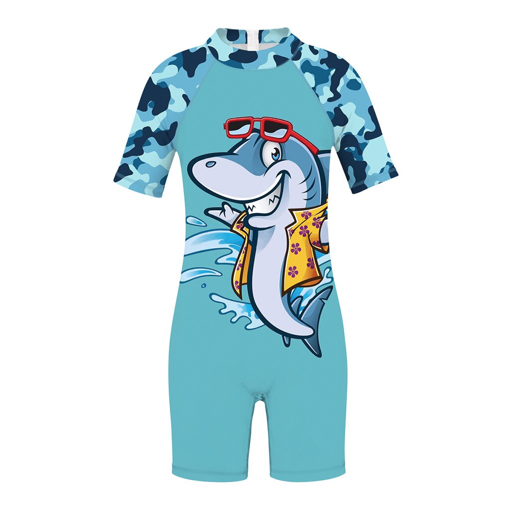 Tiener Kids Badmode Voor Meisjes Jongens 3d Print Cartoon Strand Een Stuk Badpak Badmode Cartoon Dinosaurus Print Kostuum Vetement: Blue / S (5-6 Years)