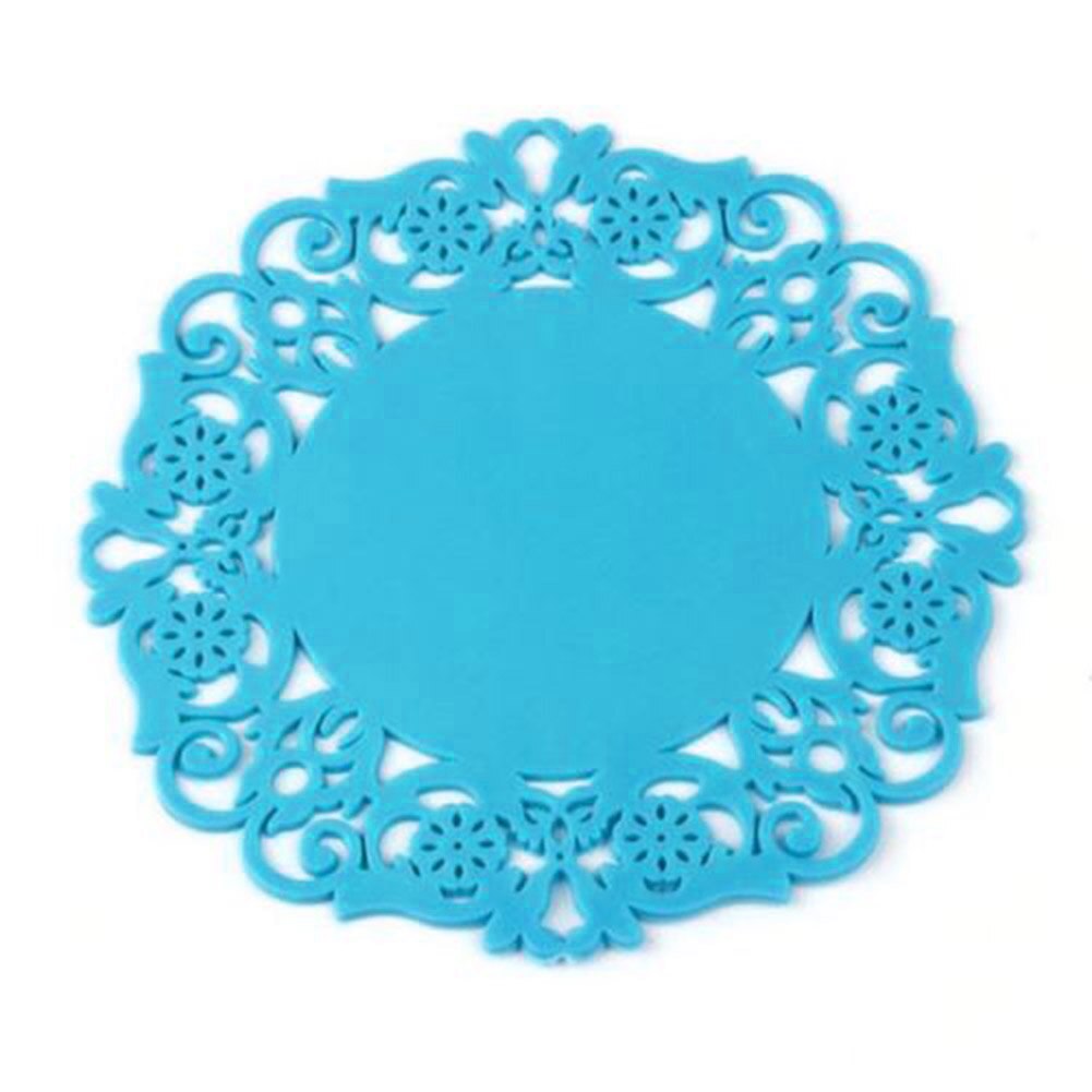 Hollow Lace Flower Round Silicone Coaster Heat Resistant Table Cups Pads FP8