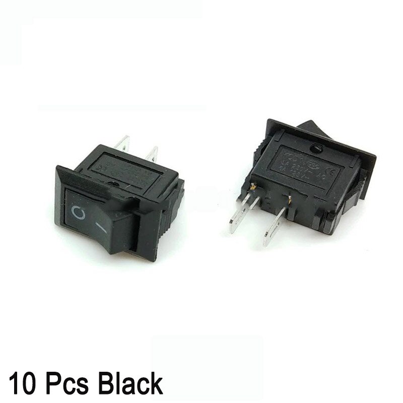 10 Pcs KCD1 Rocker Switch ON-OFF 2 Position Pins Electrical equipment With Light Power Switch 250VAC/ 125VAC: 10 Pcs Black