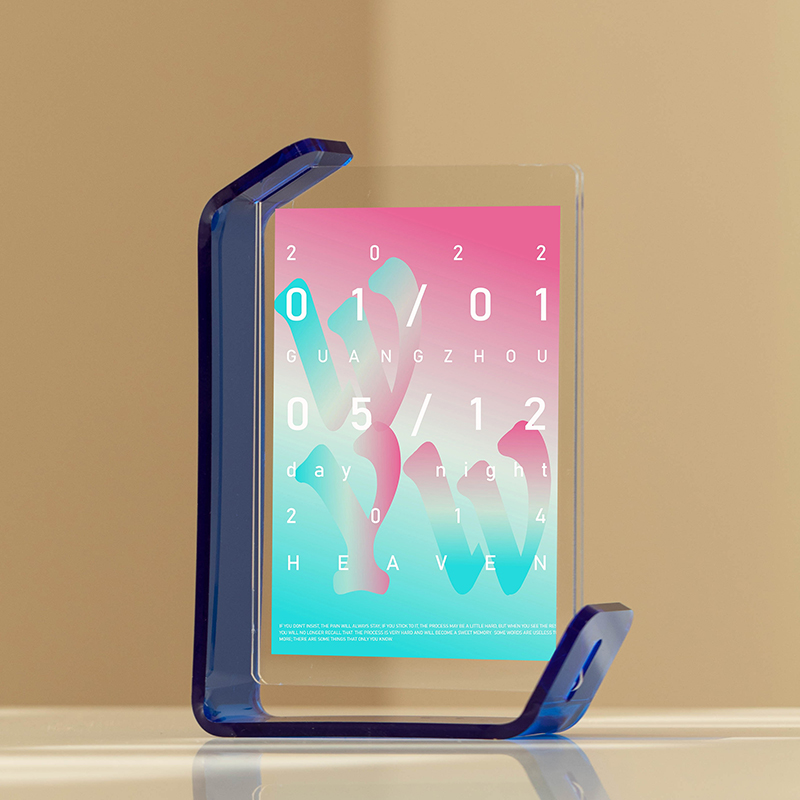 Acrylic Picture Frames Clear Picture Frames Acrylic Frameless Transparent Cubes Floating for Home Office Desktop Display: 8 inch / Burgundy