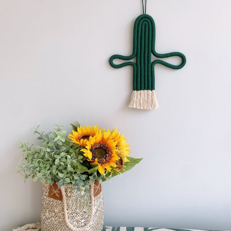 Macramé tenture murale décoration de la maison accessoires Cactus charme voiture tissé à la main tapisserie tenture murale décoration Boho