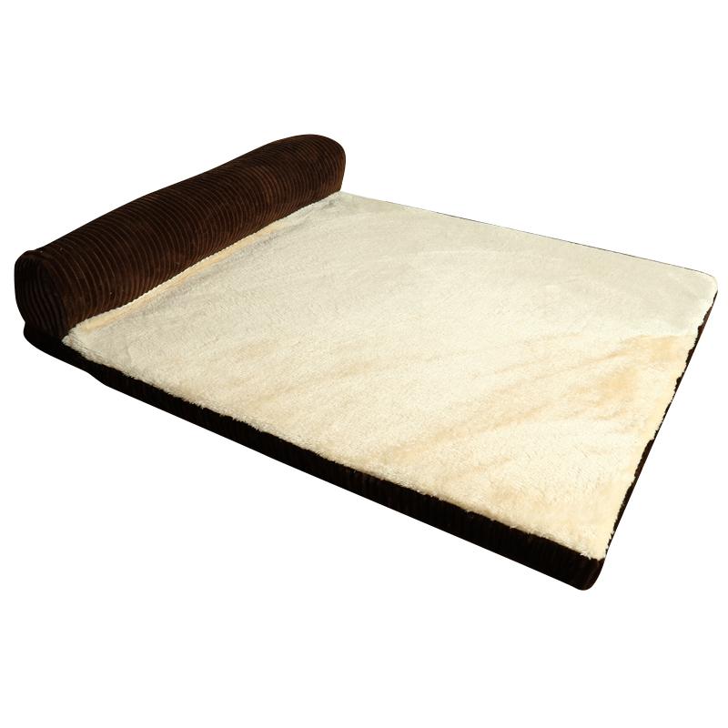 Hond Bed Zachte Kussen L Vormige Vierkante Kussen Machine Wasbare Hoes En Afneembare Mat Kat Huis Voor Puppy Medium grote Hond: brown-1side / 70X50X15cm