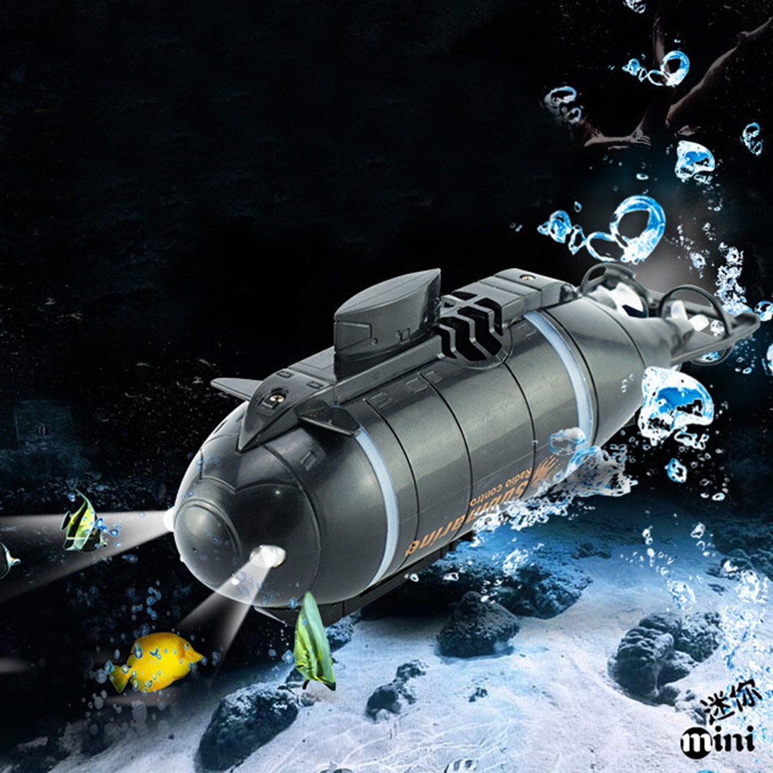 6 kanalen Draadloze RC Submarine Mini RC Model RC Submarine Duiken Elektrische Afstandsbediening Speelgoed-Zwart