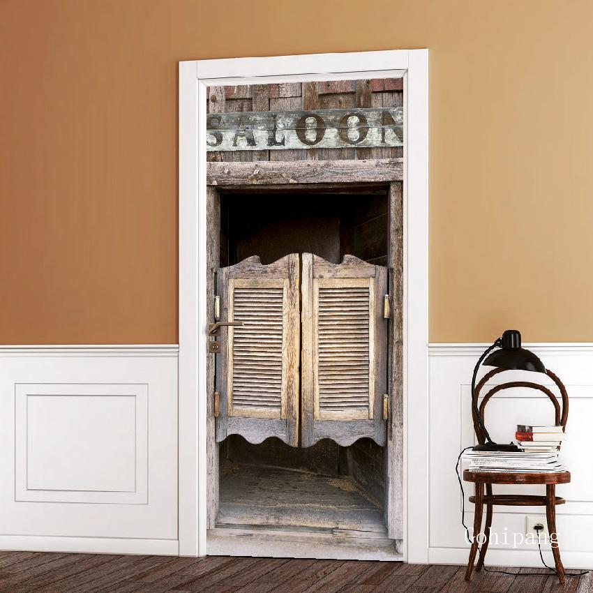 3D Door Decoration Wallpaper Modern Door Sticker Self-adhesive Waterproof Poster Home Door Renew Mural Decal deur sticker: Door LXR579202 / 77x200cm