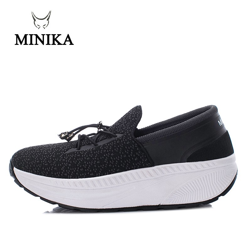 Spring Women Wedge Sneaker Slimming Toning Shoes Minika Thick Bottom Drawstring Women Fitness Shoes Slip On Walking Shoes Purple