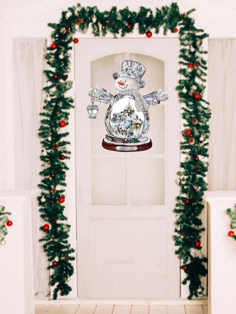 3D Christmas Tree Snowman Window Stickers Village Houses Winter House Santa Claus Snowman Wall Stickers For Home