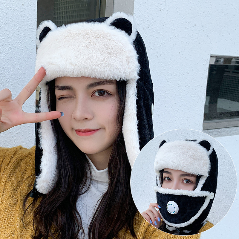 K79 Women&#39;s Hat Winter HaTt Ushanka hat For Female Thicken Cold Cap Warm Hat Windbreak Hat Warm Hat Pilot Cap Hat With Earflaps: K79-Black2