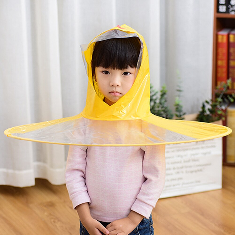 Children's Raincoats Hat Cartoon Duck Rain Hat Foldable Umbrella Cape Cute Rain Coat Cloak Universal for Boys Girls