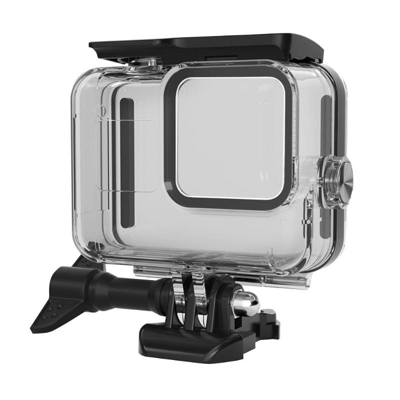 60m undervands vandtætte etuier beskyttende skal til gopro hero 8 sort: Metal knap