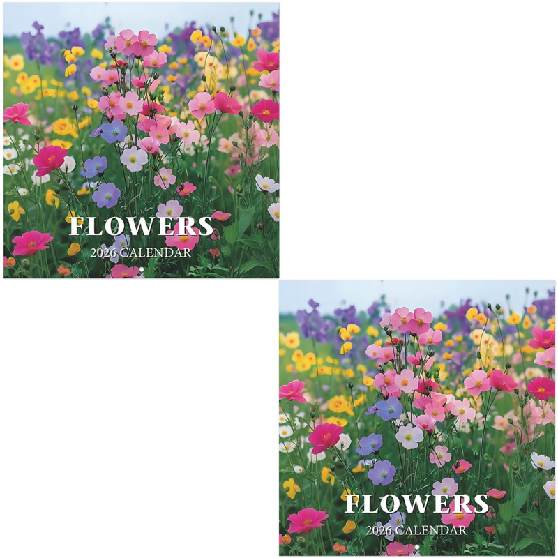Flowers Themed Wall Calendar Thick Paper Wall Hanging 12 Month Calendar Decorative Floral Calendar Office Use: Blue
