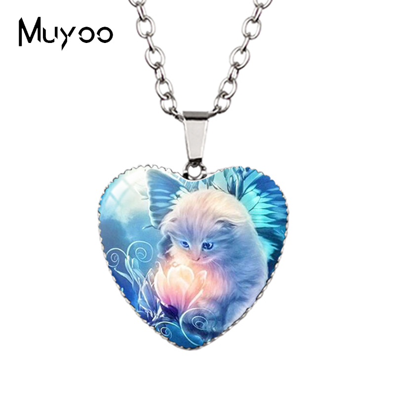 Cartoon Mooie Grappige Kittens En Muis Leuke Kitty Houdt Schelp Handgemaakte Hart Ketting Hangers Hz3: Puur Goud Kleur