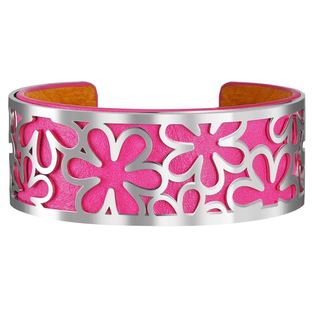 Brazalete de botón magnético intercambiable para mujer, pulsera de cuero de PU, pulseras de joyería india de Georgettes, brazaletes de amor para mujer: 2.5CM-A