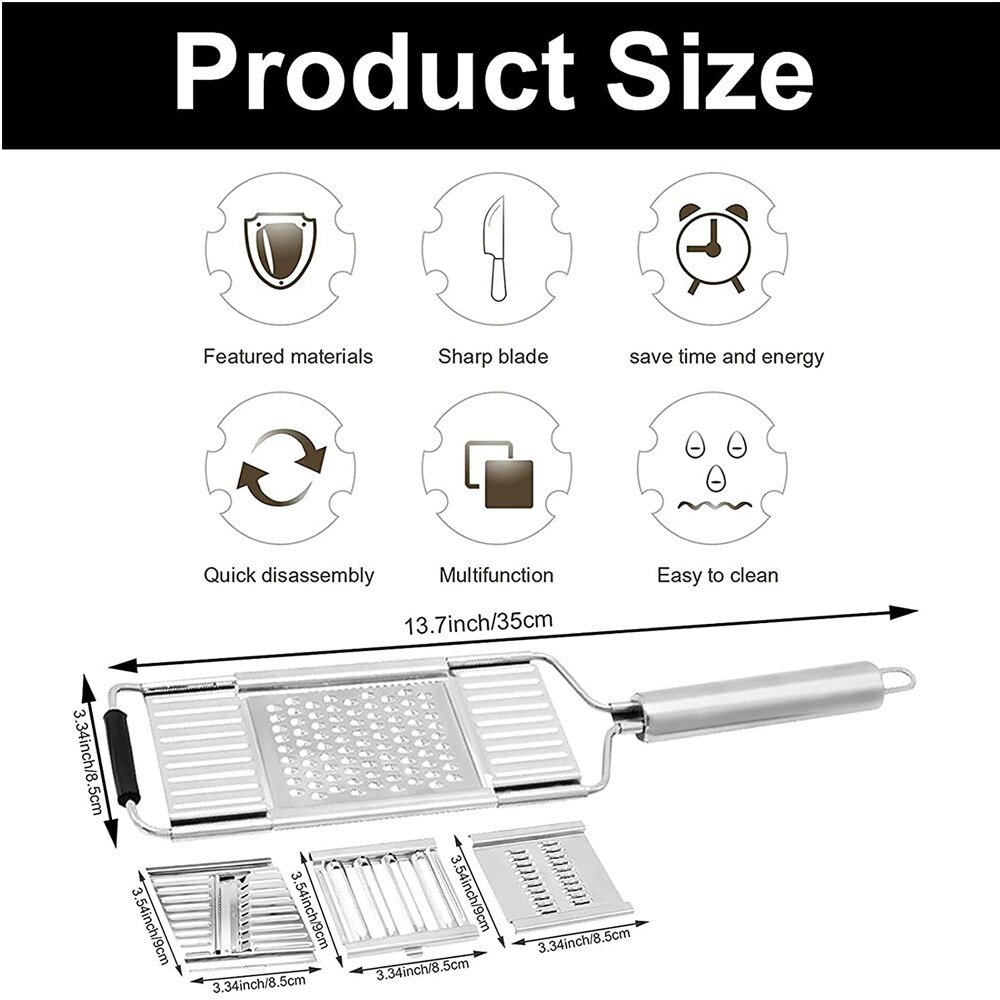 4in1Multi-purpose Vegetable Slicer Stainless Steel Grater Cutter Shredders Fruit Potato Peeler Carrot Grater Kitchen Accessories