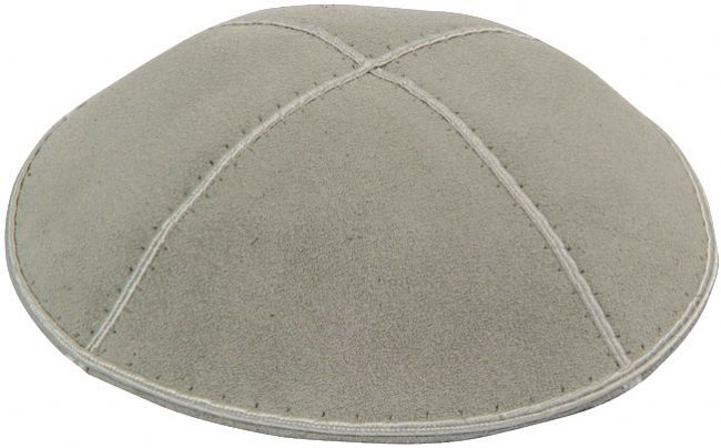 15/16CM SUEDE KIPPAH JEWISH KIPPAH LEATHER YARMULKE KIPPAH: Light Grey