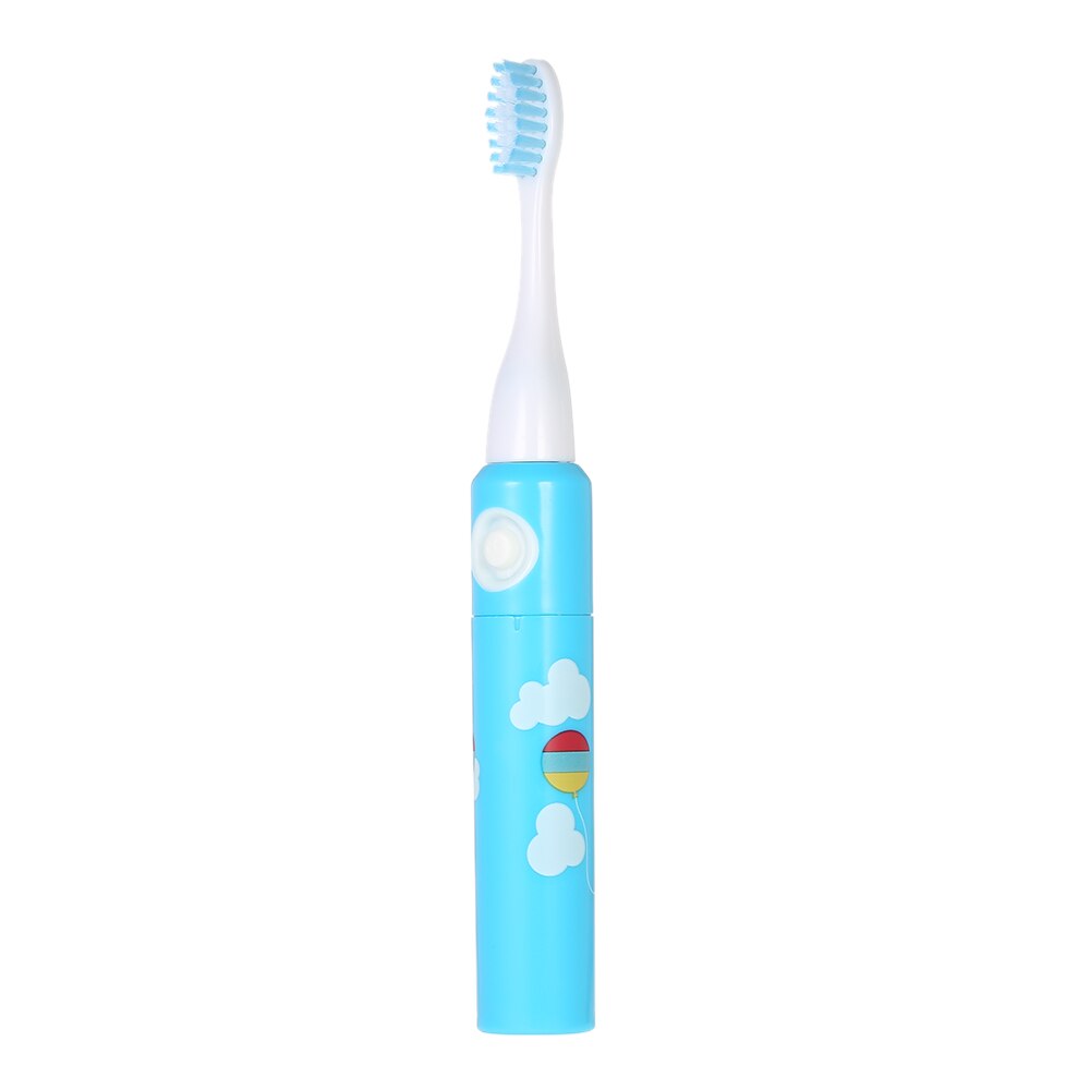 Baby IPX7 Waterproof Automatic Electric Toothbrush cartoon pattern Soft Brush Hair for Kids with 2 Brush Heads: blue