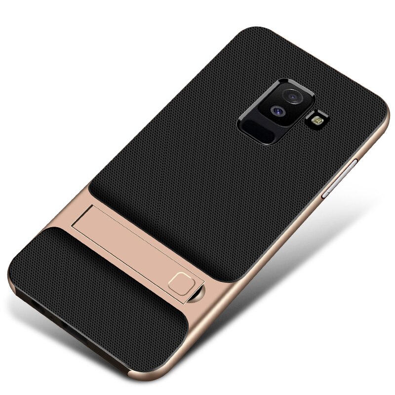 Luxury Full Cover for Samsung Galaxy A6 / A6 Plus + Phone Cases 3D Stand Silicone Hybrid 360 Protective Back Armor Fundas: Samsung A6 2018 / Royce Gold