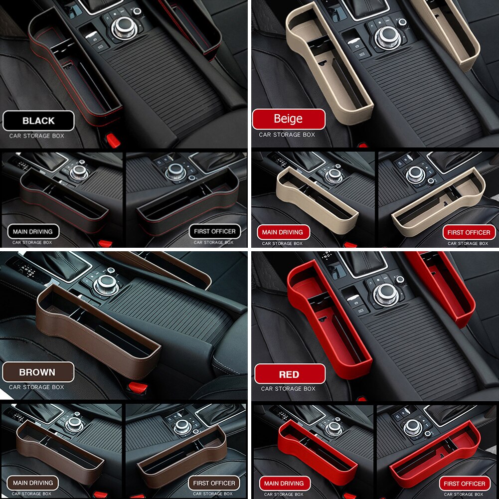 Car Front Left Seat Crevice Leather Storage Box Multi-function Foldable Gap Tidying Organizer Auto Car Interior Accessories