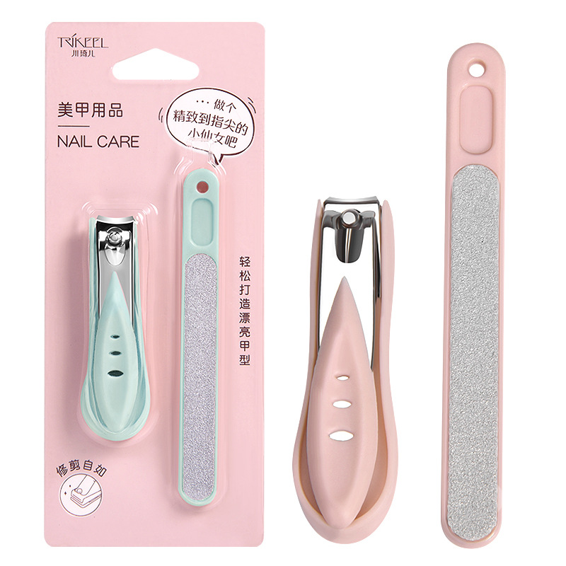 2 P/set Nagelknipper Slijpen Bestand Cutter Trimmer Manicure Pedicure Remover Nail Pusher Manicure Pedicure Tool Rvs