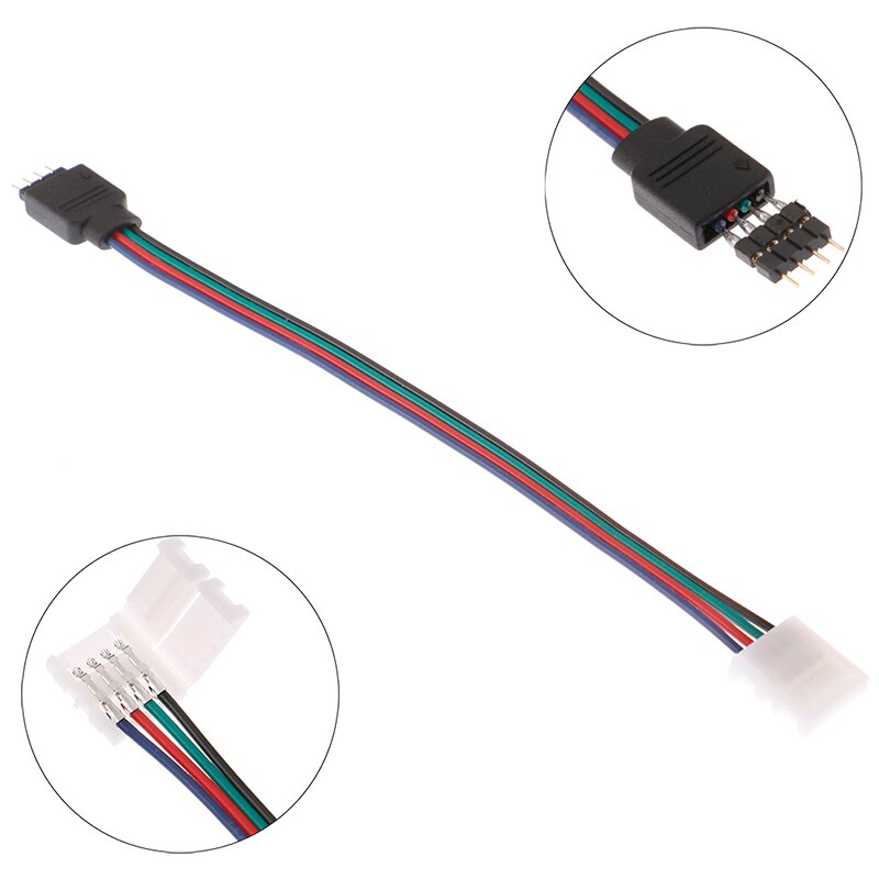 15cm 5050 RGB 4 Pin LED Strip Light Connectors Strip To Power Adaptor 4 Conductor 10mm Wide Connectors