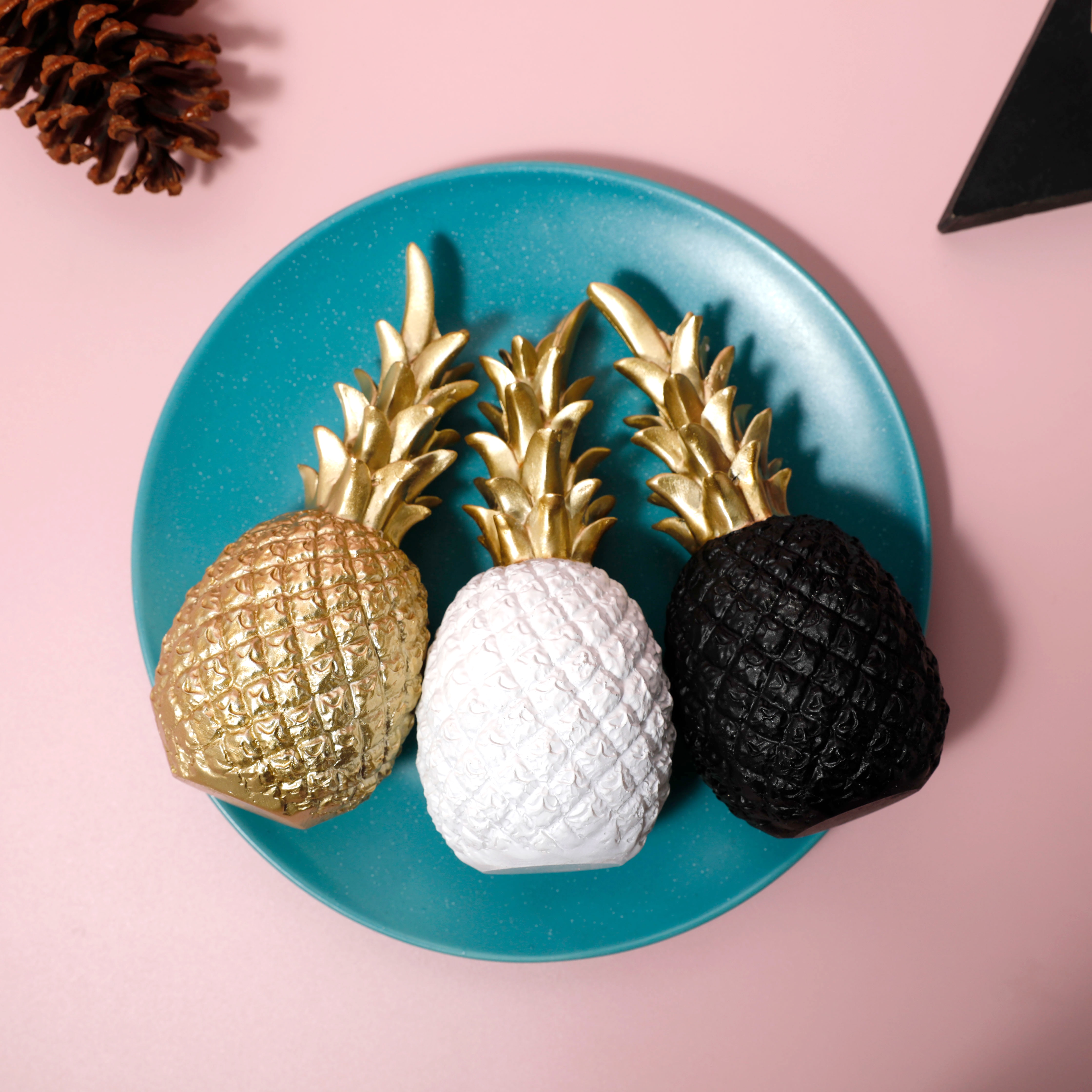 Ananas Ananas Decoratie Nordic Fruit Shape Golden Ananas Decoratie Hars Zwart Wit Home Slaapkamer Desktop Decor