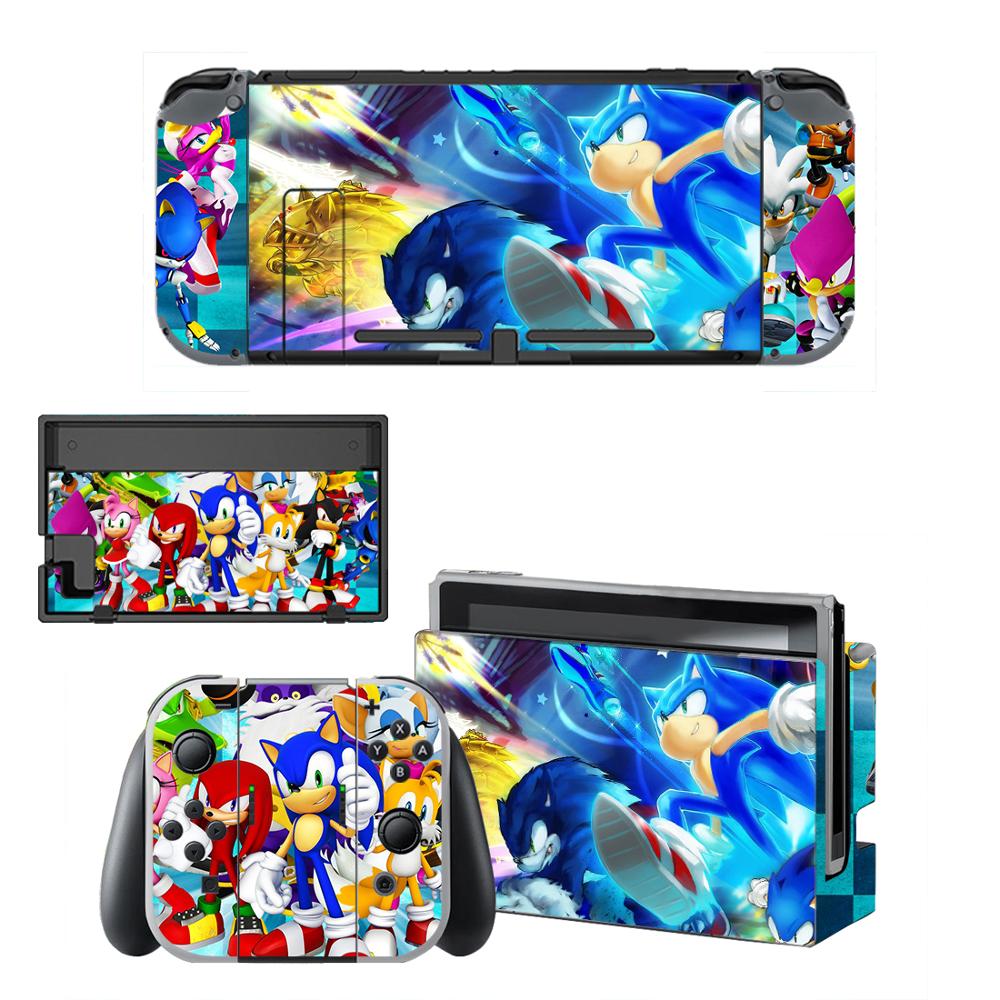 Vinyl Screen Skin Sonic Protector Stickers for Nintendo Switch NS Console + Controller + Stand Holder Dock Skins Stickers: QBYSNS0439