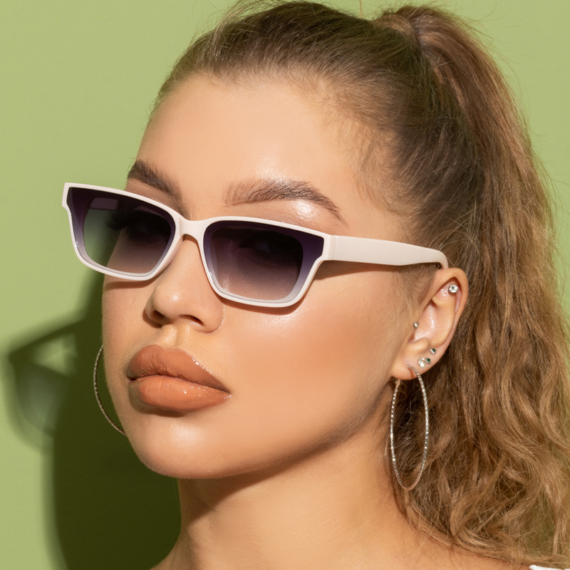 Gafas de sol rectangulares pequeñas Vintage para mujer, gafas de sol con montura negra cuadrada de viaje con de Retro a la para mujer UV400