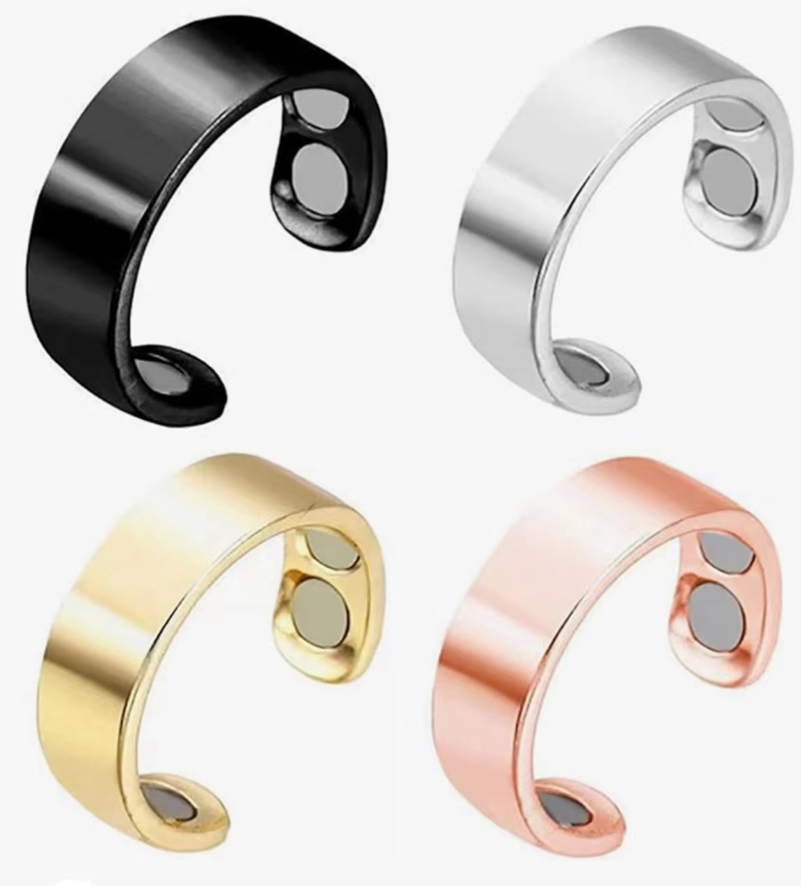 Anello in rame puro Anelli magnetici in rame puro al 99,99% 4 pezzi Magneti Anello classico regolabile Anillo magnetico terapeutico