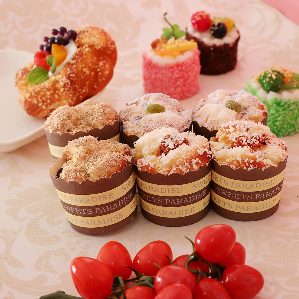 6Pcs Kunstmatige Gemengde Cake Pu Simulatie Strooi Voedsel Cupcake Dessert Fotografie Props