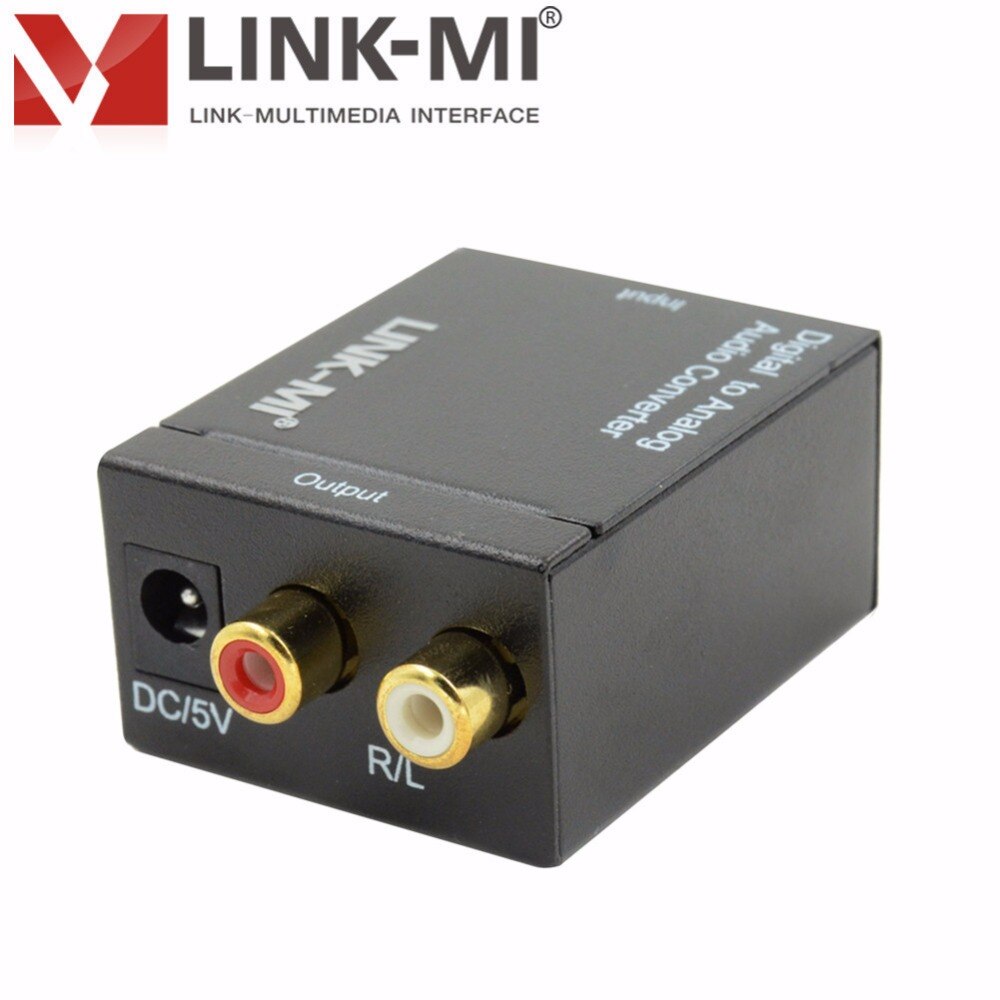 LINK-MI DA01-Convertidor de Audio analógico Digital, convertidor de Audio Digital Coaxial o Toslink a Audio analógico L/R