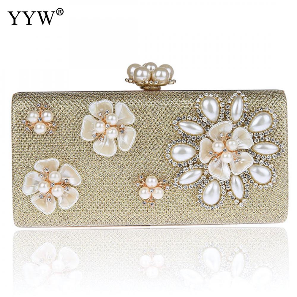 Mode Vrouwen Koppeling Zakken Met Strass Parel Trendy Wedding Bolsa Feminina Zinklegering Bloemen Mini Dag Koppelingen Luxe Tassen