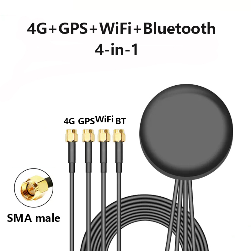 Antena piezas 4G + 4G + GPS + WIFI, Cuatro en Uno, 2,4G LTE + GPS + 2,4 Ghz, Bluetooth 5G, antena combinada para exteriores, pasta de 1,5 M, SMA FAKRA, 1 unidad: Lavanda