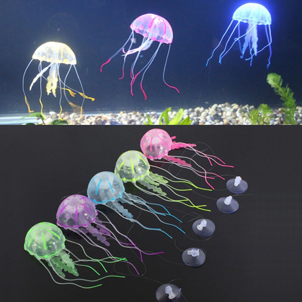 Water Tank Artificial Jellyfish Silicone Safe Aquarium Vivid Luminous Decoration Lifelike